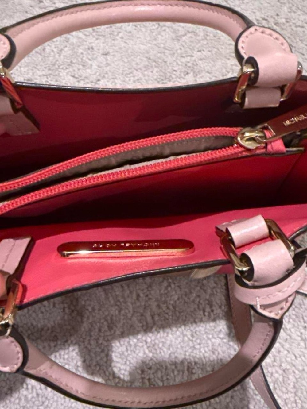 Michael Kors Pink and Gold Striped Shoulder Bag - Picture 7 of 9
